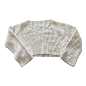 Shein - Ribbed Knit Cropped Sweater (XS) -‎ V Neck Long Sleeve